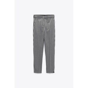 ZARA Gingham Work Pants Ecru/Black Size XS – Slim Fit Check Trousers REF 1608/03
